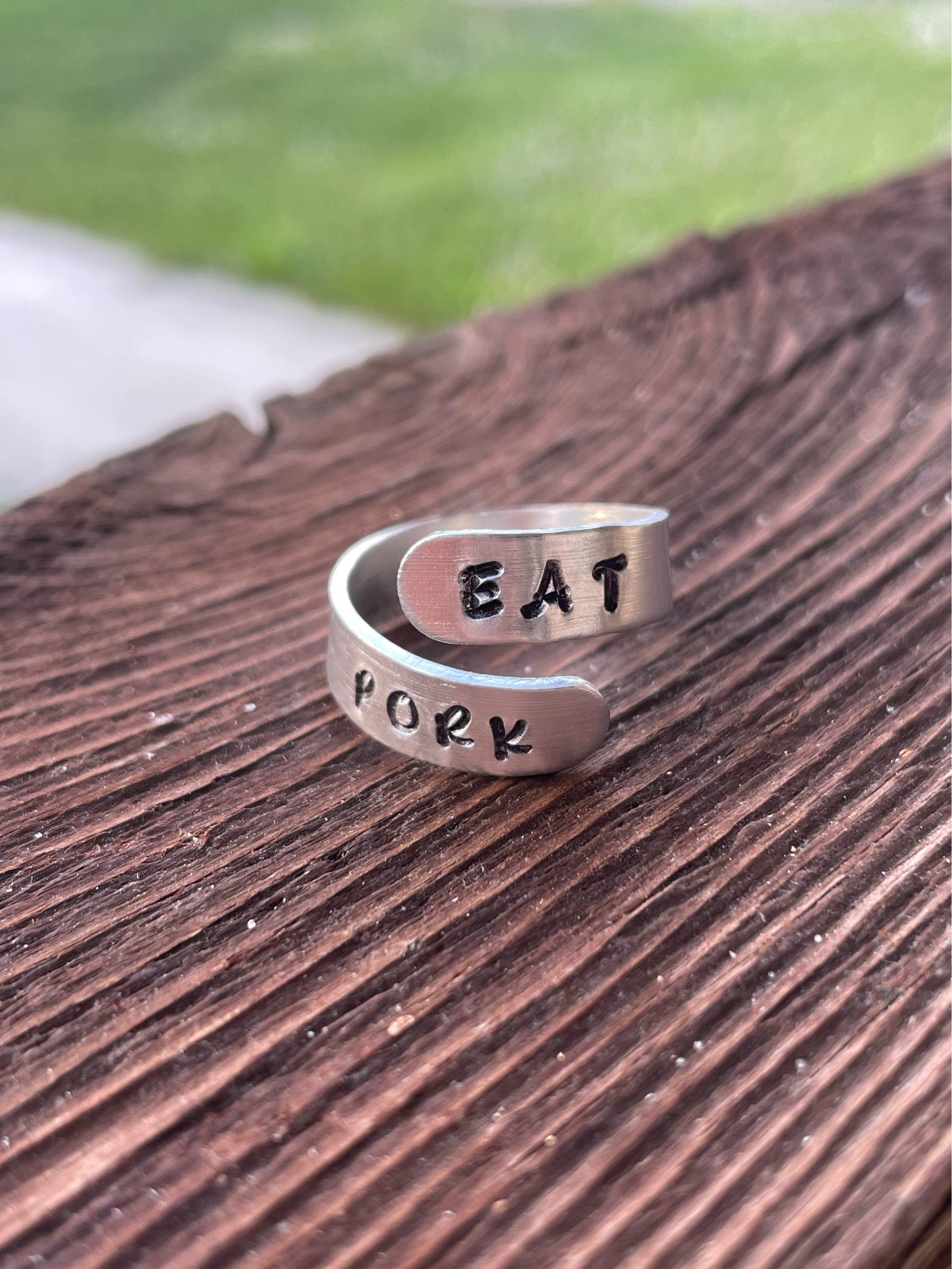 “Eat Pork” Wrap Ring